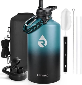 Travel Large Insulated Water Bottle 64Oz Half Gallon Wall Vacuum Stainless Steel - Picture 1 of 10