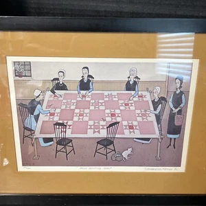 1982 Amish Quilting Group By Constantine Kermes 492/500 Matted Print Only - Picture 1 of 7