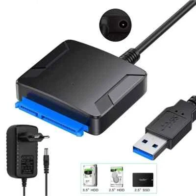 USB 3.0 zu SATA Adapter 2,5"/3,5" HDD & SSD mit oder ohne Netzteil - Bild 1 von 4