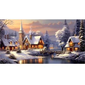 Erwachsene Zum Selbermachen 5D Diamant Weihnachten Haus Kunst Dekorative Malerei Kit, 28x16 Zoll - Bild 1 von 7