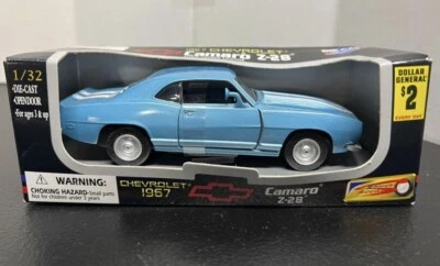 Diecast Model Car 1967 Chevy Camaro Z-28 Scale 1:32 Blue NEW IN BOX - Image 1 of 4