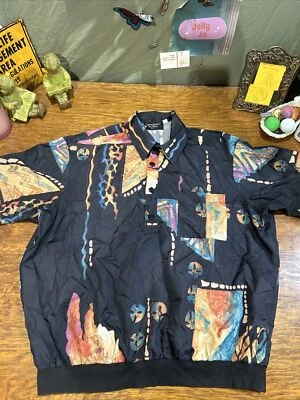 复古 Fulton Street 衬衫 Works 男式 XL 几何带腰 — 第 1/4 张图片