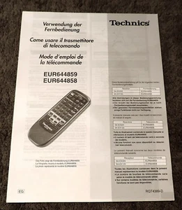 Bedienungsanleitung für Fernbedienung Technics EUR644859, 644858 in Deutsch/I/F - Bild 1 von 2