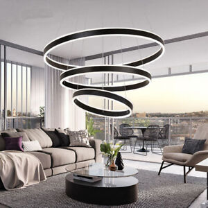 3Rings Cool White LED Pendant Lamp Acrylic Ceiling Light Round Circle Chandelier