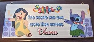 Stitch Ohana The People You Love More Than Anyone Wood Sign Decor Free Shipping - Picture 1 of 1