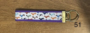 Dachshund Wiener Dog Doxi wristlet key fob holder key chain zipper pull - Picture 1 of 1