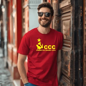 Funny Anti Cat Committee Parody Graphic Tee Unisex Political Humor Top - Picture 1 of 16