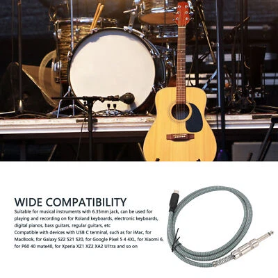 Cable de grabación estéreo de 1/4 pulgada a USB C macho a macho de 6,35 mm a tipo C Foto 1 de 4