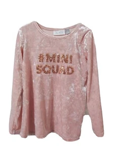 The Children's Place Top Girls 5T Long Sleeve Pullover Pink Velvet Sequin Logo - Picture 1 of 8