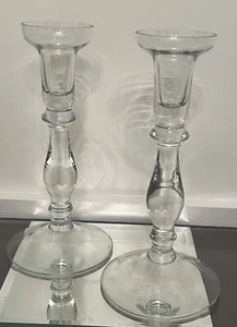 Pair of Crystal Baluster Colonial Williamsburg Style Glass Candlesticks 10” Tall - Picture 1 of 7