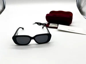 Gucci GG1641 Black Grey Frame White Stripe Oversized Square Sunglasses 2025 - Picture 1 of 7