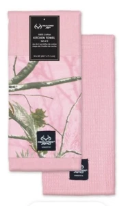NUEVO Juego de 2 toallas de cocina Real tree Realtree APC rosa camuflaje camuflaje - Imagen 1 de 4