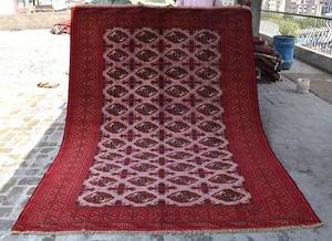 1960s Antique Afghan Bokhara Rug 6x9 Pink Tribal Geometric Persian Area Carpet - Picture 1 of 10