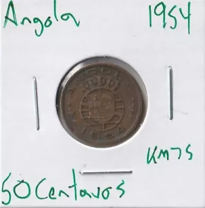 Moneda Angola (Portugués) 50 Centavos 1954 KM75 - Imagen 1 de 4