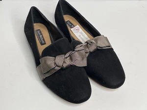 isaac mizrahi Flats Blak Suede w/ Satin Bow - 10M - Picture 1 of 6