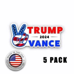 Donald Trump JD Vance For President Peace 2024 Vinilo Pegatina L - PACK DE 5 - Imagen 1 de 5