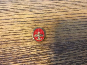 Vintage BSA Boy Scouts of America Pin Lapel Red Enamel & Brass Fleur de Lis - Picture 1 of 1