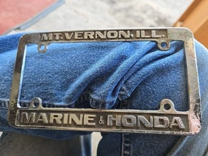  Mt Vernon Illinois Marine & Honda  Metal Vintage License Plate Tag Frame Holder - Picture 1 of 10