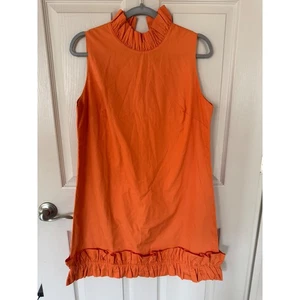 Elizabeth Wilson Orange Ruffle Trim Sleeveless Mini Dress - Medium Y2 - Picture 1 of 6