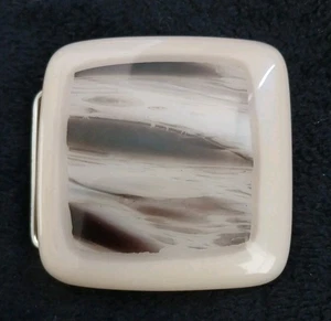 Vintage blickdicht milchig cremeweiß Glas Gürtelschnalle Country Western Hippie Boho 3"×3" - Bild 1 von 7
