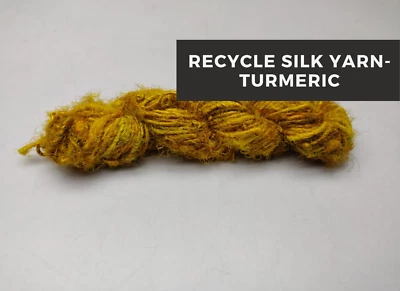 Recycled Sari Silk Yarn - Turmeric | Sari Silk Yarn | Recycled Yarn | Sari Yarn - Image 1 of 4