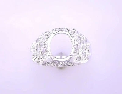 Mens Oval Cabochon Freeform Ring Setting Sterling Silver - Image 1 of 3