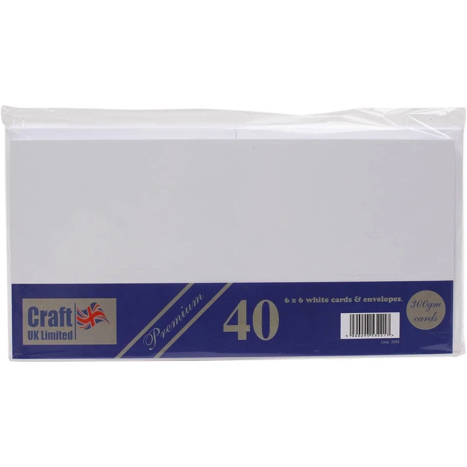 40 White Premium 300gsm Thick Blank Greeting Cards & Envelopes Assorted Sizes - Image 1 of 1