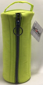 Scunci Accessory Bag Cylindrical Quilted Chartreuse Yellow Zippered W Handle New - Picture 1 of 6