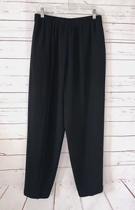SUSANS Size L Wool Blend Stretch Crepe Tapered Pants Black Elastic Pockets Work - Picture 1 of 8