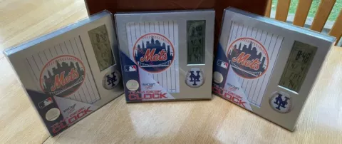 THREE WinCraft Sports Team Desk Clocks New York Mets NY MLB Brand new in boxes Cover