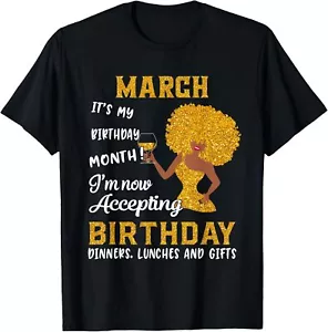 It's My Birthday Shirt Black Women March Pisces Aries Gifts T-Shirt Hoodie - Picture 1 of 18
