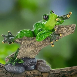Frog Resin Sculpture Glazed Decorative Figurine Perfect Home Decor Accent Piece - Picture 1 of 2