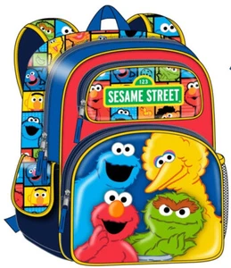 MOCHILA SESAME STREET 3-D 16" CON CORREAS CURVAS ESTAMPADO POR TODAS PARTES - Imagen 1 de 1