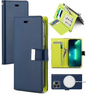 For iPhone 16 Pro Max 15 14 13 12 11 Mini XS Leather Flip Wallet Case Card Cover - Picture 1 of 56