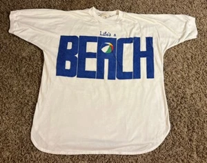 Vintage Life’s A Beach Scene Oversize Coverup T Shirt Long OSFA Graphic - Picture 1 of 6