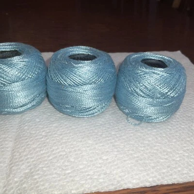 Lot Of 3 DMC Pearl / Perle Cotton Thread Balls Size 8 Color 519 - Image 1 of 4