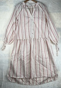 Zara Kleid Damen S Elfenbein Gestreift Bauern Boho Bohemian Strand Minimalistisch Retro - Bild 1 von 20