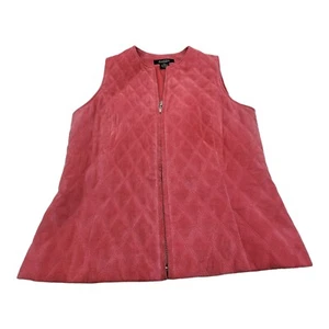 Peck & Peck Vest Womens Size M 100% Leather Quilted Suede Ski Outdoors Winter - Picture 1 of 6