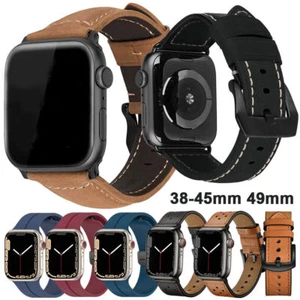 Leather Band Strap For Apple Watch Ultra 49mm Series 9 8 7 6 5 SE 38 40 41 45mm - Picture 1 of 37