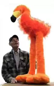 Giant Stuffed Orange Flamingo 4 Feet Tall Plush Stands Up Made in USA Brand New - Picture 1 of 6
