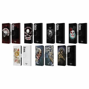 OFFICIAL ALCHEMY GOTHIC SKULL AND CARDS LEATHER BOOK CASE FOR SAMSUNG PHONES 4 - Picture 1 of 13