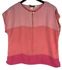 Vtg Givenchy Sport Top Shirt 16 XL Colorblock Stripe Coral Pink Silk Blend    #3