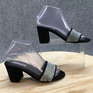 Cape Robbin Sandal Womens 5.5M Black Carrie-38 Rhinestone Mule Slide Block Heels - Picture 1 of 14