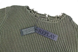 Replay Herren XL Grün Pullover Zerrissen Baumwolle Gestrickt Langärmlig Freizeit - Bild 1 von 9