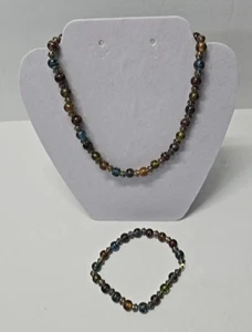 Multicolored Glass Beaded Necklace and Bracelet Set - Picture 1 of 3