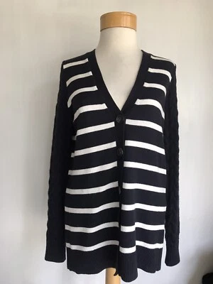 Cárdigan MICHAEL Michael Kors Azul Marino a Rayas con Mangas Tejidas con Cable Pequeño Foto 1 de 4