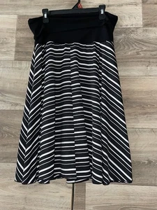 JKLA California Skirt Womens Large Black White Striped Pull On Stretch Made USA - Picture 1 of 8