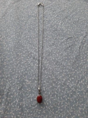 Esprit Kette mit Anhänger beides 925 Silber, Schaumkoralle - Bild 1 von 4