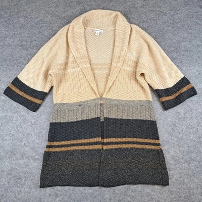 Suéter Coldwater Creek Mujer Grande Beige Gris Cárdigan Abierto Tejido Lana Mohair Foto 1 de 4