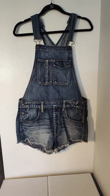 American Eagle Women's Overall Jean Shorts Size Small Medium Wash - Image 1 of 2